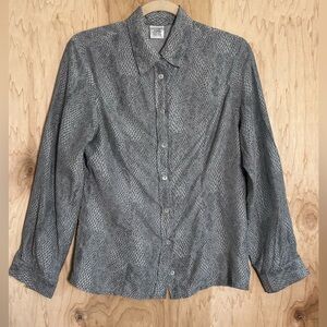 Gray Snake silk Print Button-Up Shirt